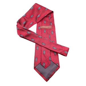 Jos A Bank Corporate Collection Mens Red Silk Geometric Jacquard Necktie USA